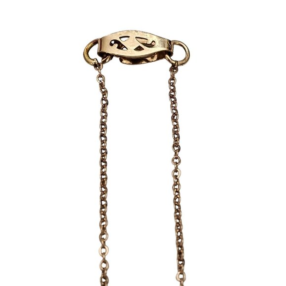 10K Yellow Gold, Diamond Chip Cross Pendant Vintage Chain Necklace 18.5" L, L542 - Picture 7 of 12